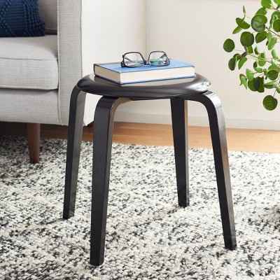 Luella Black Plywood Stackable Stool with Bentwood Legs