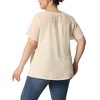 Agnes Orinda Women's Plus Size Contrast Panel Dots Lace Summer Short Sleeve Blouses - 4 of 4