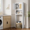 63" Tall Over The Toilet Storage Cabinet, Farmhouse Bathroom Cabinet with Adjustable Shelf - 3 of 4