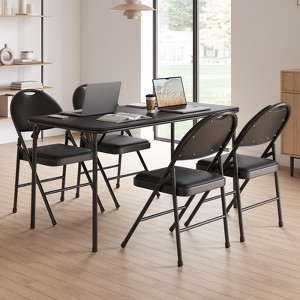 4 Pack Padded Folding Chairs, PU Leather Upholstered Foldable Chairs Set, Soft Cushioned Chairs with Metal Frame - 1 of 4