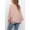 Women's Round Neck Solid Color Loose Knit Sweater Top Casual Pullover Batwing Long Sleeve - 3 of 4