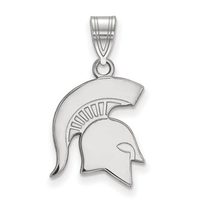 Black Bow Jewelry 14k White Gold Michigan State Spartans NCAA Medium Pendant