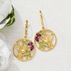 Ross-Simons 0.90 ct. t.w. Rhodolite Garnet and .70 ct. t.w. Peridot Hummingbird Drop Earrings in 18kt Gold Over Sterling - 3 of 4
