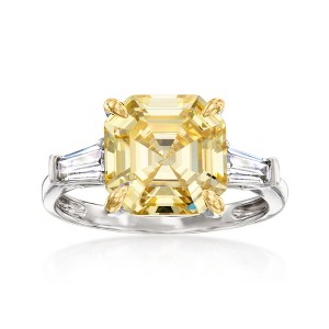 Ross-Simons 6.00 ct. t.w. Yellow and White CZ Ring in Sterling Silver With 18kt Gold Over Sterling - 1 of 4