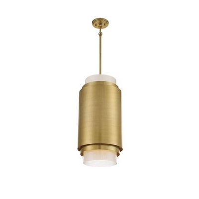 Beacon Modern Frosted Glass 3-Light Pendant in Burnished Brass