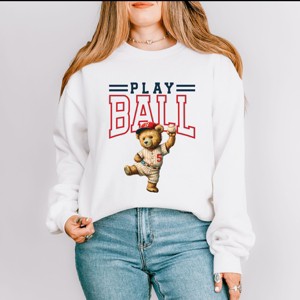 Simply Sage Market Play Ball Baseball Bear Sweatshirt - 1 of 4