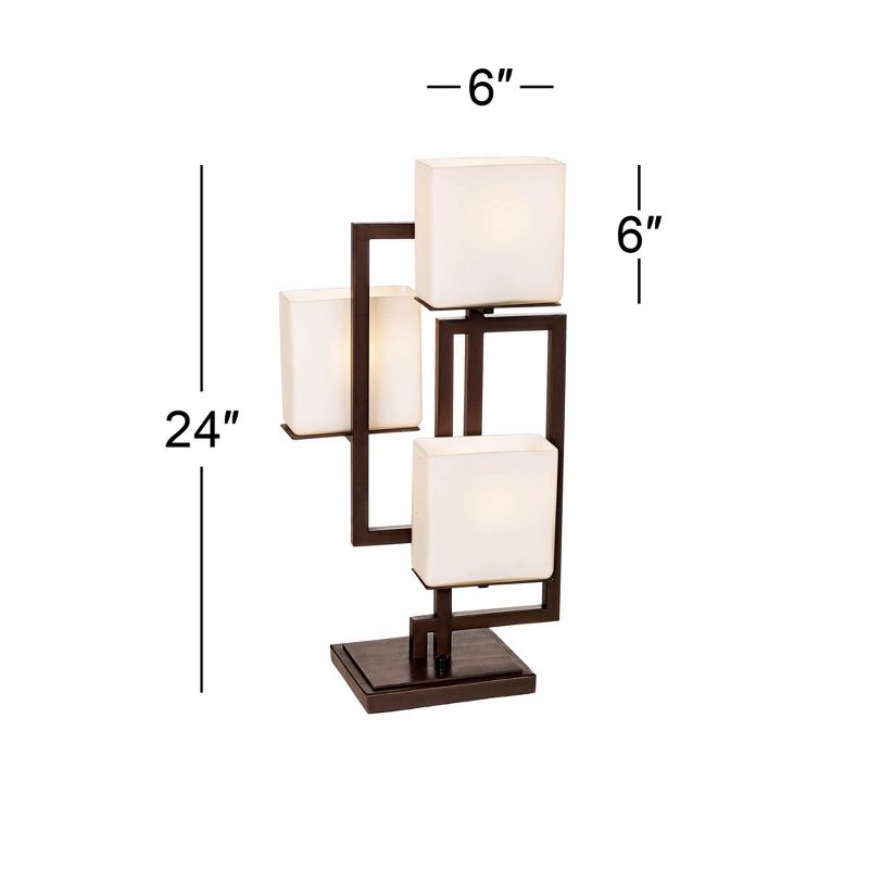 Possini Euro Design Lighting Modern Table Lamp 24" High Roman Bronze with Dimmer Metal Glass Shade for Bedroom Living Room Bedside Nightstand Office, 4 of 10