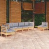 vidaXL 6 Piece Patio Lounge Set with Gray Cushions Solid Pinewood - Brown and Gray - 2 of 4