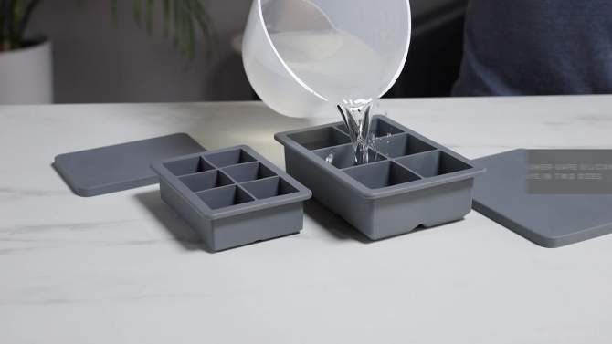 Viski Highball Ice Cube Tray with Lid | 1.5-Inch Ice Trays & Molds, Grey, 2 of 9, play video