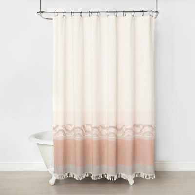 shower with shower curtain