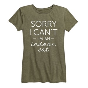 Women's - Instant Message - Sorry I Can't I'm an Indoor Cat Short Sleeve Graphic T-Shirt - 1 of 4