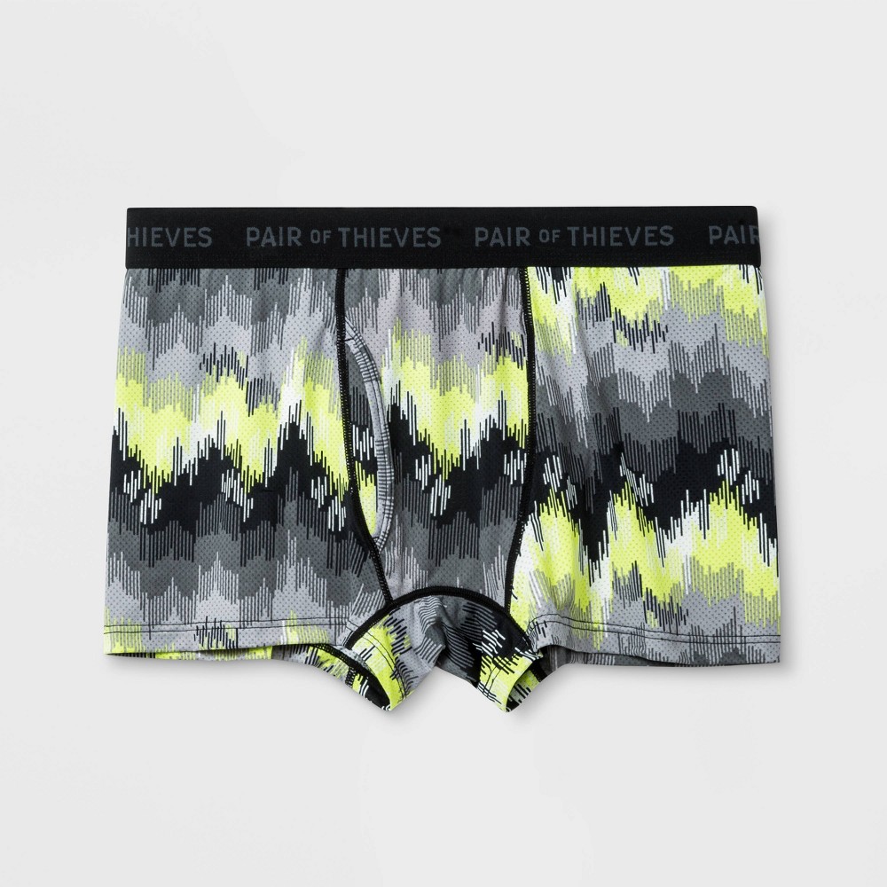 size medium Pair of Thieves Men s Super Fit Trunks - Black/Lime/Chevron 