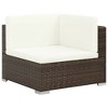 vidaXL Scandinavian Style Poly Rattan Patio Lounge Set, 6-Piece with Weather-Resistant Cushions and Glass Coffee Table, Easy Assembly, Brown and Cream - 3 of 4