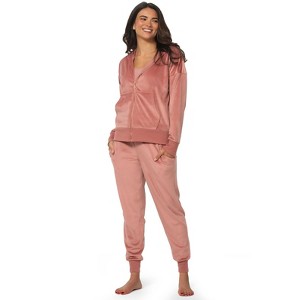 Felina - Womens Velour Zip Hoodie and Jogger Set  Soft 2-Piece Tracksuit Lounge Set - 1 of 4