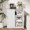 36 in. Tall Wood Grain Storage Cabinet in White, Storage Organizer with 2 Solid Wood Doors for Bedroom Living/Dinning Room - 2 of 4