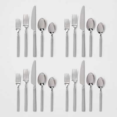 20pc Newfane Flatware Set Silver - Threshold™: Stainless Steel Silverware, Service for 4, Dishwasher-Safe MAY HAVE MISSING PIECES