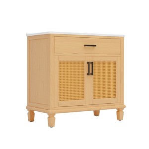 Ridstar 36 in. W Natural Bathroom Storage Cabinet with 2 Soft Close Doors and 3 Drawers - 1 of 4
