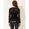 Allegra K Women's Choker Neck Slim Fit Long Sleeves Gothic Floral Lace Top - 3 of 4