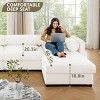 Stylish Chenille 2 Seater Sofa with 2 Ottoman Storages Cylindrical Backrest and Armrests, Modern Loveseat Hidden Storage Space-Tanpinhause - 2 of 4