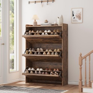 Wooden Shoe Cabinet with 2 Flip Drawers, Home Shoe Organizer, Shoe Rack with Adjustable Shelf, for Entryway, Hallway, Living Room - 1 of 4