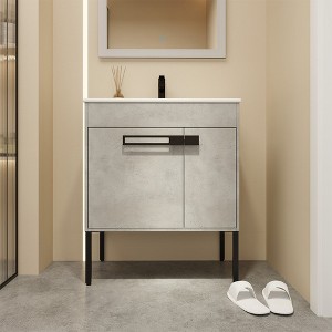 Bathroom Vanity With Sink Freestanding/Wall-Mounted Bathroom Vanity Ceramic Single Basin Set With Doors Adjustable Shelves For Bathroom - 1 of 4