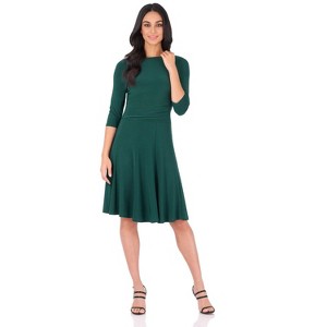 REKUCCI Women's Flippy Fit and Flare Dress with 3/4 Sleeves – Stylish Knee-Length Everyday Dress - 1 of 4