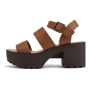 Soda ACCOUNT Women's Open Toe Block Heel Platform Sandals with Adjustable Ankle Strap - 1 of 4