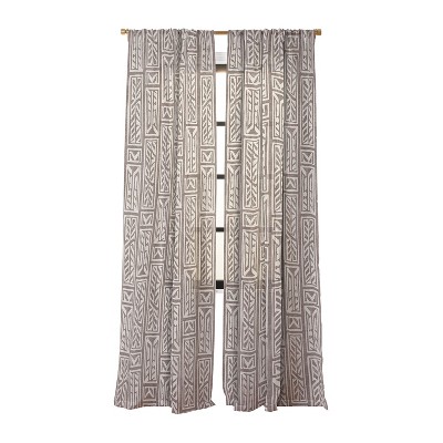 Little Arrow Design Co rayleigh feathers brown Set of 2 Panel Sheer Window Curtain - Deny Designs