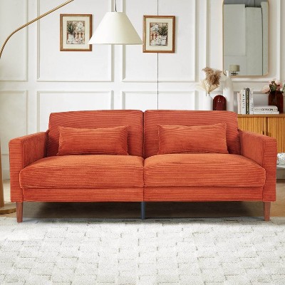 MyDepot Fabric Couch Corduroy Loveseat Sofa with 2 Pillows for Living Room Furniture
