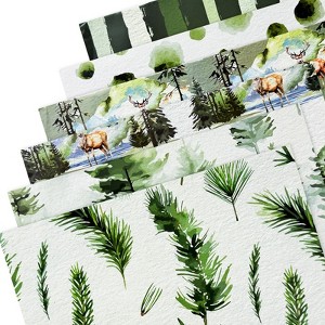 Wrapables Christmas Gift Wrap Paper Sheets Folded Flat 12pcs, Green Nature - 1 of 4