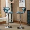 Roundhill Furniture Masaccio Cushioned Leatherette Upholstery Airlift Adjustable Swivel Barstool with Chrome Base, Blue, Set of 2 - 2 of 4