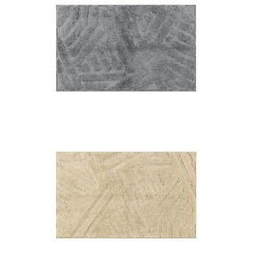 Unique Bargains Microfiber Geometric Soft Washable Non-Slip Floor Mats for Bathroom 2 Pcs - 1 of 4