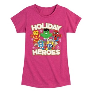 Girls' - Marvel - Holiday Heroes Fitted Short Sleeve Graphic T-Shirt - 1 of 4