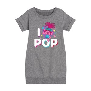 - Trolls - I Love Pop Poppy Graphic Short Sleeve Fleece Dress - 1 of 4