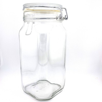 Elegant Clear Glass 50.75oz Square Storage Jar Set
