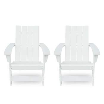 Encino 2pk Resin Contemporary Adirondack Chairs - White - Christopher Knight Home
