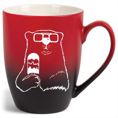 Elanze Designs 12 Ounce Vibrant Two Toned Ombre Ceramic Tea Coffee Cup Mug Red Black Ice Cream Polar Bear
