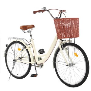 COZONY Women's 1-Speed Step-Through Beach Cruiser Bike with Basket - 1 of 4
