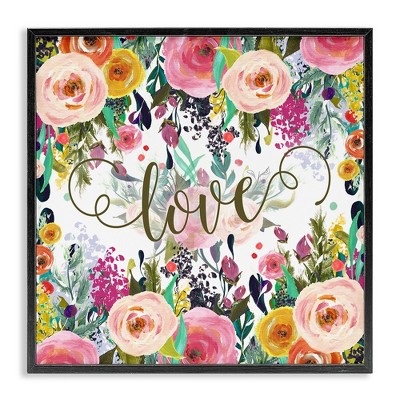 Stupell Industries Elegant Love Floral Pattern Black Framed Giclee Art