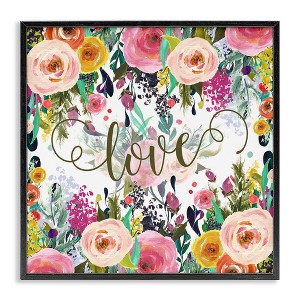 Stupell Industries Elegant Love Floral Pattern Black Framed Giclee Art - 1 of 4