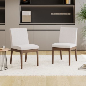 Coolbibila Modern Solid Rubber Wood Legs Dining Chairs Set of 2,Fabric Upholstered Dining Chair, Armless High Back Kitchen Dining Chair - 1 of 4