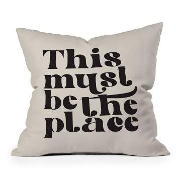 26"x26" Oversized Dirty Angel Face 'This Must Be the Place I' Square Throw Pillow Black/Off-White - Deny Designs