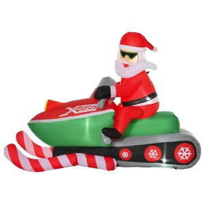 Cesicia 7ft Christmas Inflatables Outdoor Decorations Santa Claus Driving a Snowmobile, Christmas Decor - 1 of 4