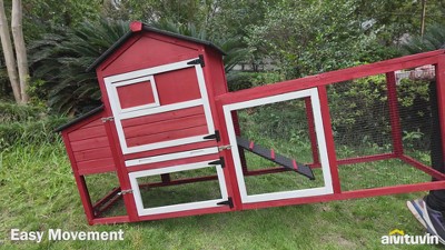 Gray Wooden Mobile Chicken Coop with Asphalt Roof