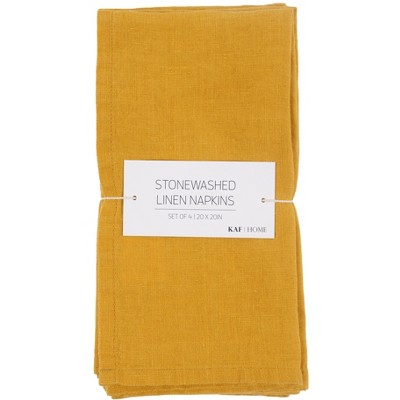 Ochre Stone Washed Linen Napkins Set of 4