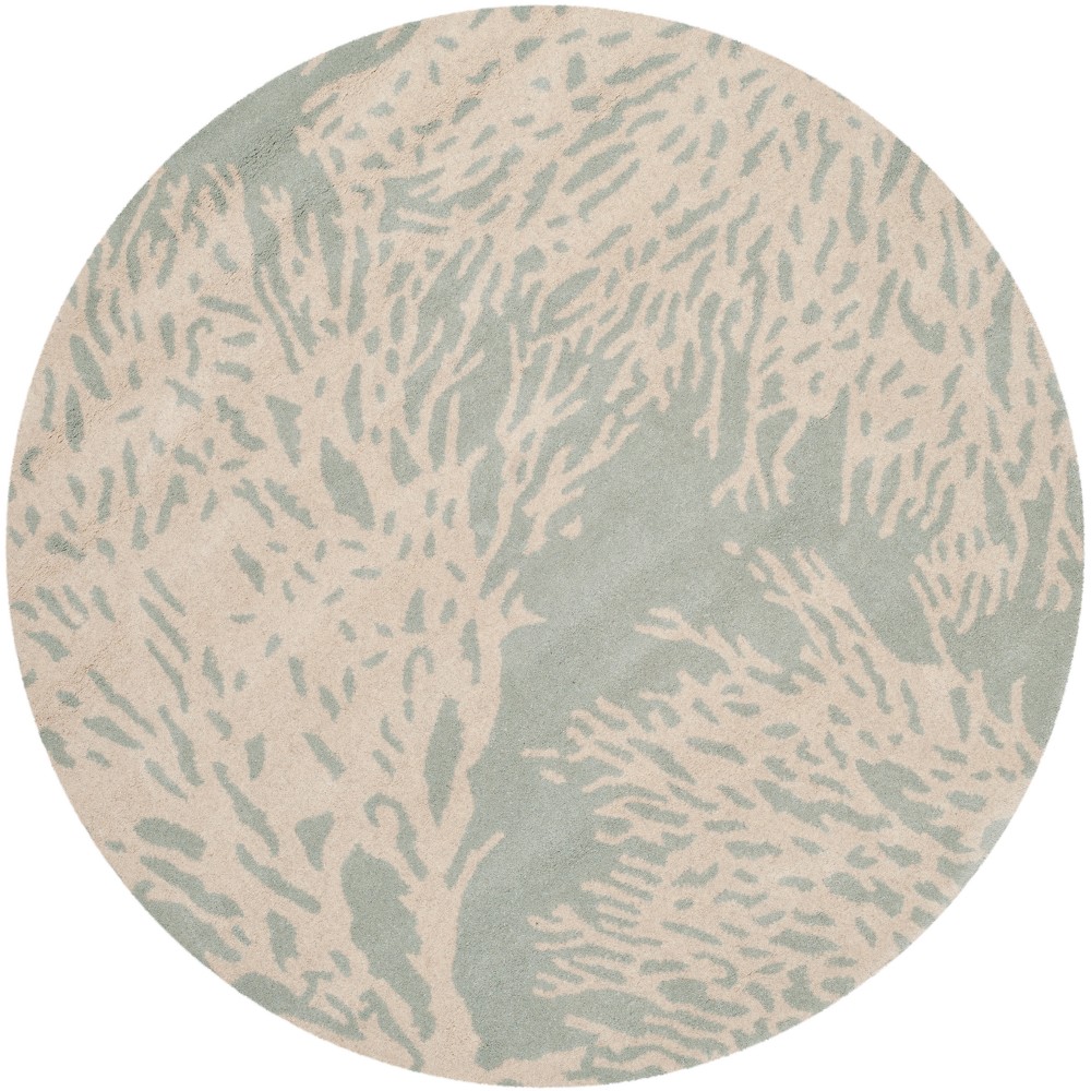 Gray/Ivory Branch Tufted Round Area Rug 5' - Safavieh