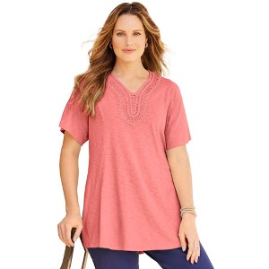 Catherines Women's Plus Size Crochet Swing Tunic - 1 of 4