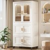SEVOBAL Utility Storage Cabinets Portable Folding Wardrobe with Boxes, Wheels, Magnetic Door for Dorms, Apartments , White, 15.75"*25.59"*57.09" - 2 of 4