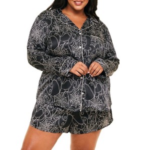 Adore Me Women's Sammi PJ Sleepwear 1X / Web of Temptation C01 V2 Black. - 1 of 4