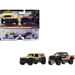 Ford Bronco R Gold Met & Black & 2017 F-150 Raptor Truck #17 Black w/Stripes "Car Culture" Set Die Cast Model Cars by Hot Wheels - 1 of 3